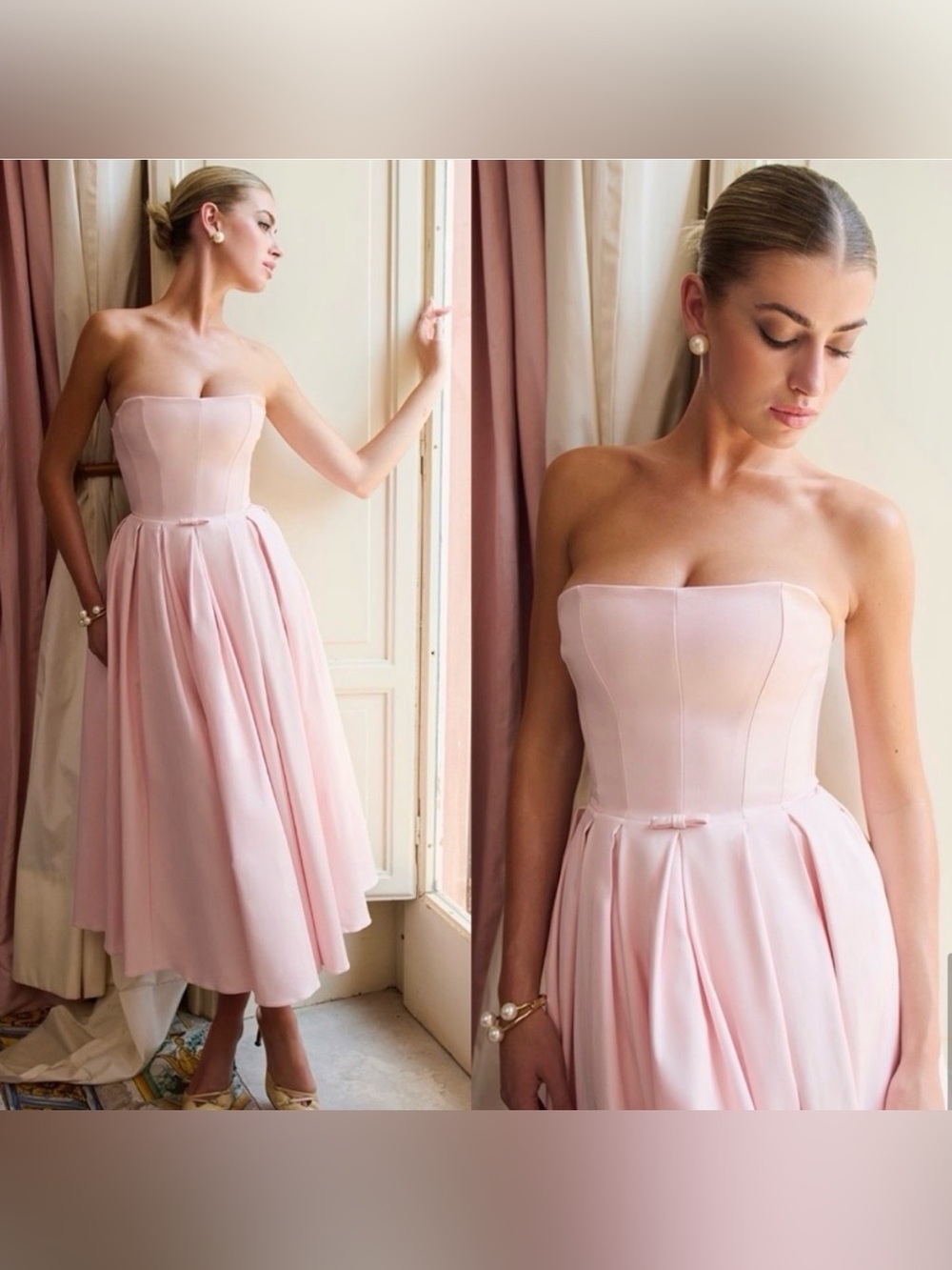 House of CB Contessa Parisian Pink Strapless Corset Midi Dress NWOT size S $299 - Picture 2 of 10